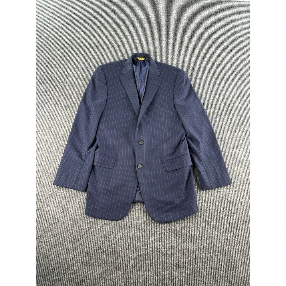Hickey Freeman Suit Jacket 42 R Blue Wool Striped Premium Loro Piana USA Bespoke - Picture 1 of 16